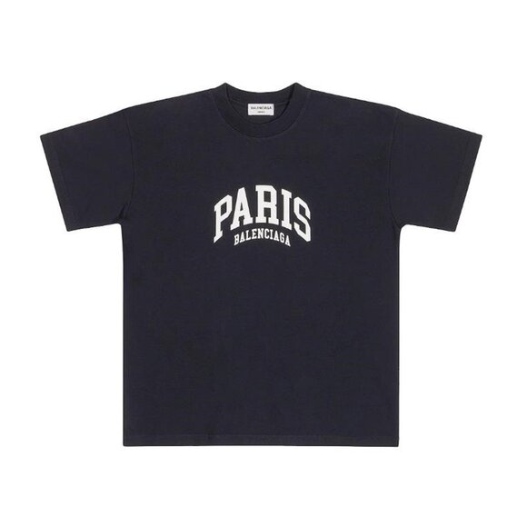 BALENCIAGA Unisex Cities Paris T-shirt Medium Fit Size L In Black/White - Picture 1 of 13